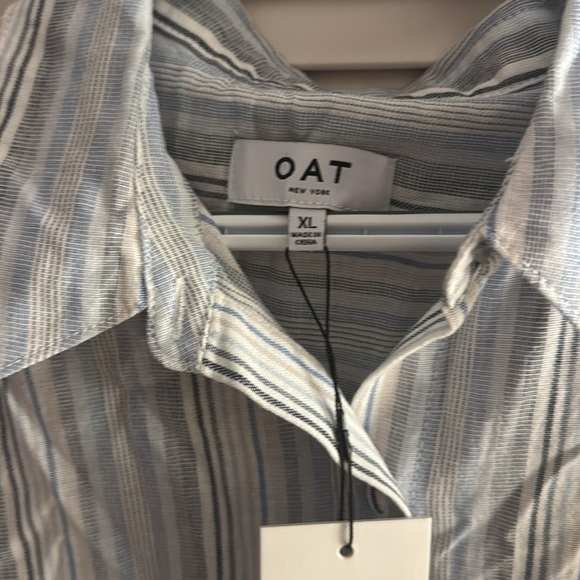 NWT OAT NY Button Down Striped Top Collared Size XL 100% Cotton - Picture 6 of 7